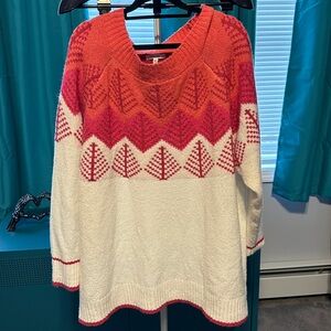 EUC Coral, pink and cream Maurices soft 2x Patterned Sweater